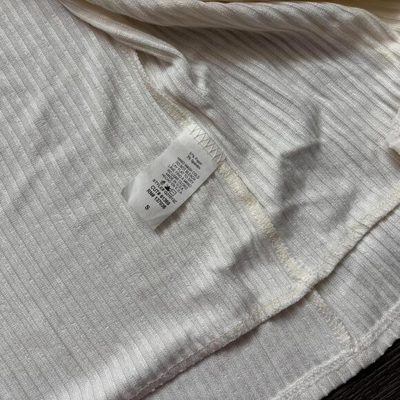 Paper Crane Women's Cardigan Size Small Beige Ribbed Drape Long Sleeves - Picture 5 of 8